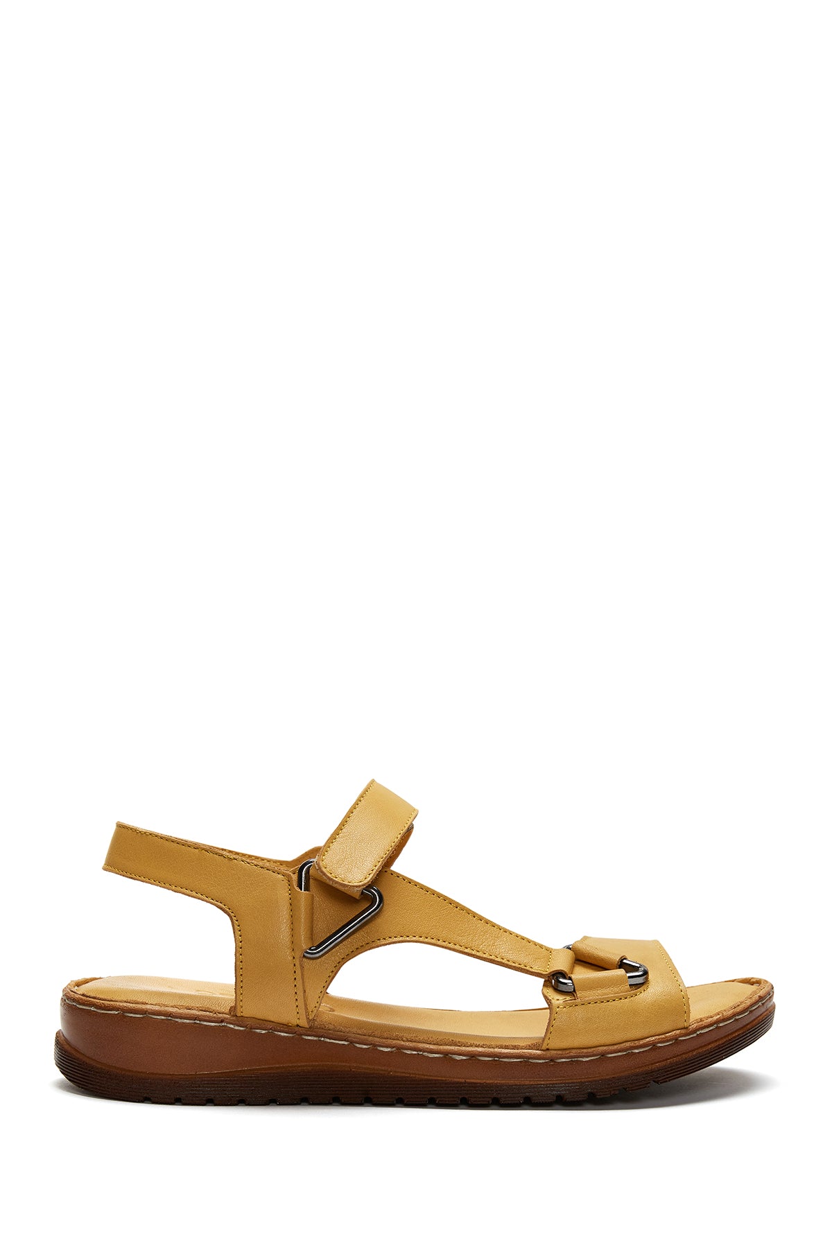 Kadın Sarı Deri Comfort Sandalet 23SFD340218 | Derimod