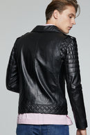 Speedy Men's Black Biker Leather Coat | Derimod