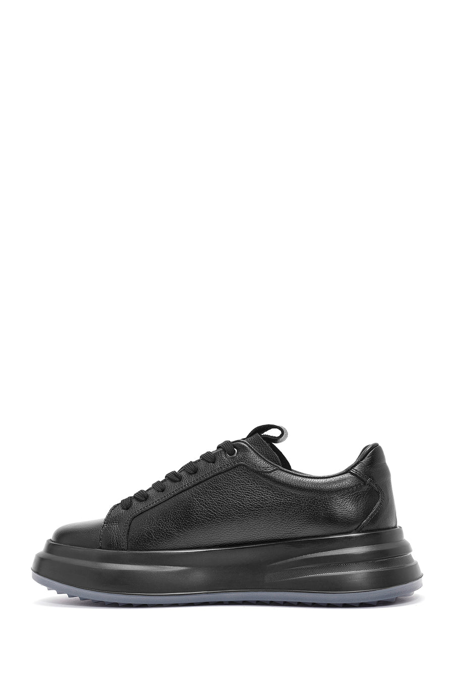 Men's Black Lace-up Leather Sneaker