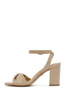 Women's Beige Ankle Strap Heeled Sandals | Derimod