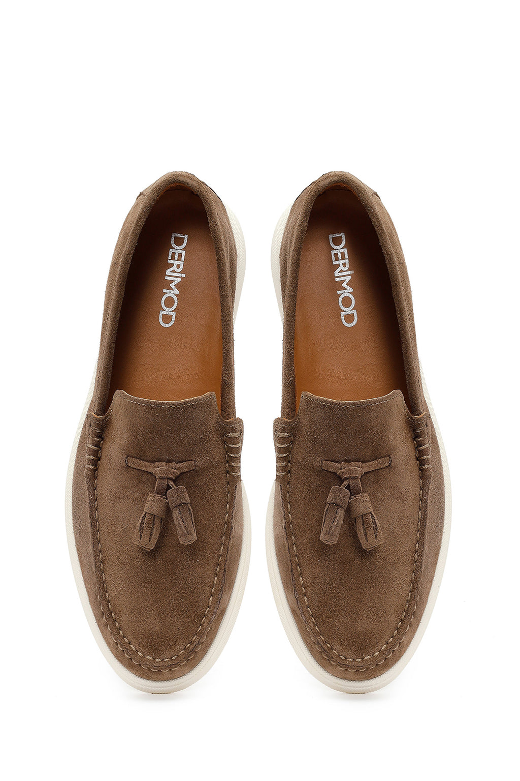 Erkek Bej Püsküllü Süet Deri Casual Loafer