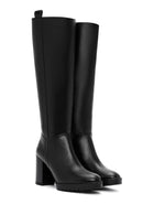 Women's Black Thick Heeled Zippered Boots | Derimod