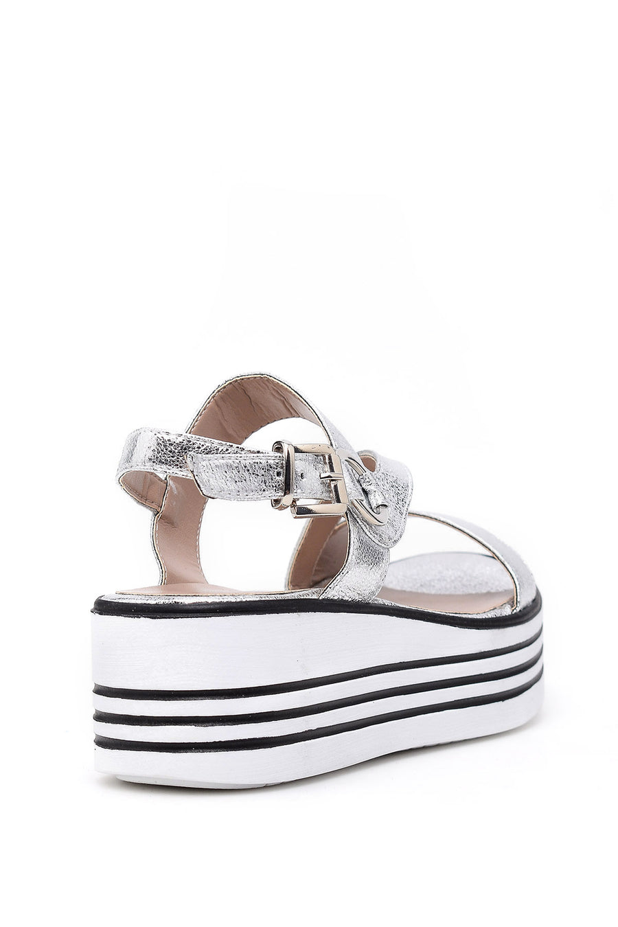 Women's Silver Wedge Heeled Sandals