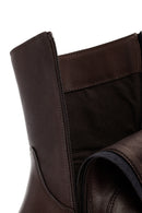 Women's Brown Double Zipper Thick Heel Leather Boots | Derimod