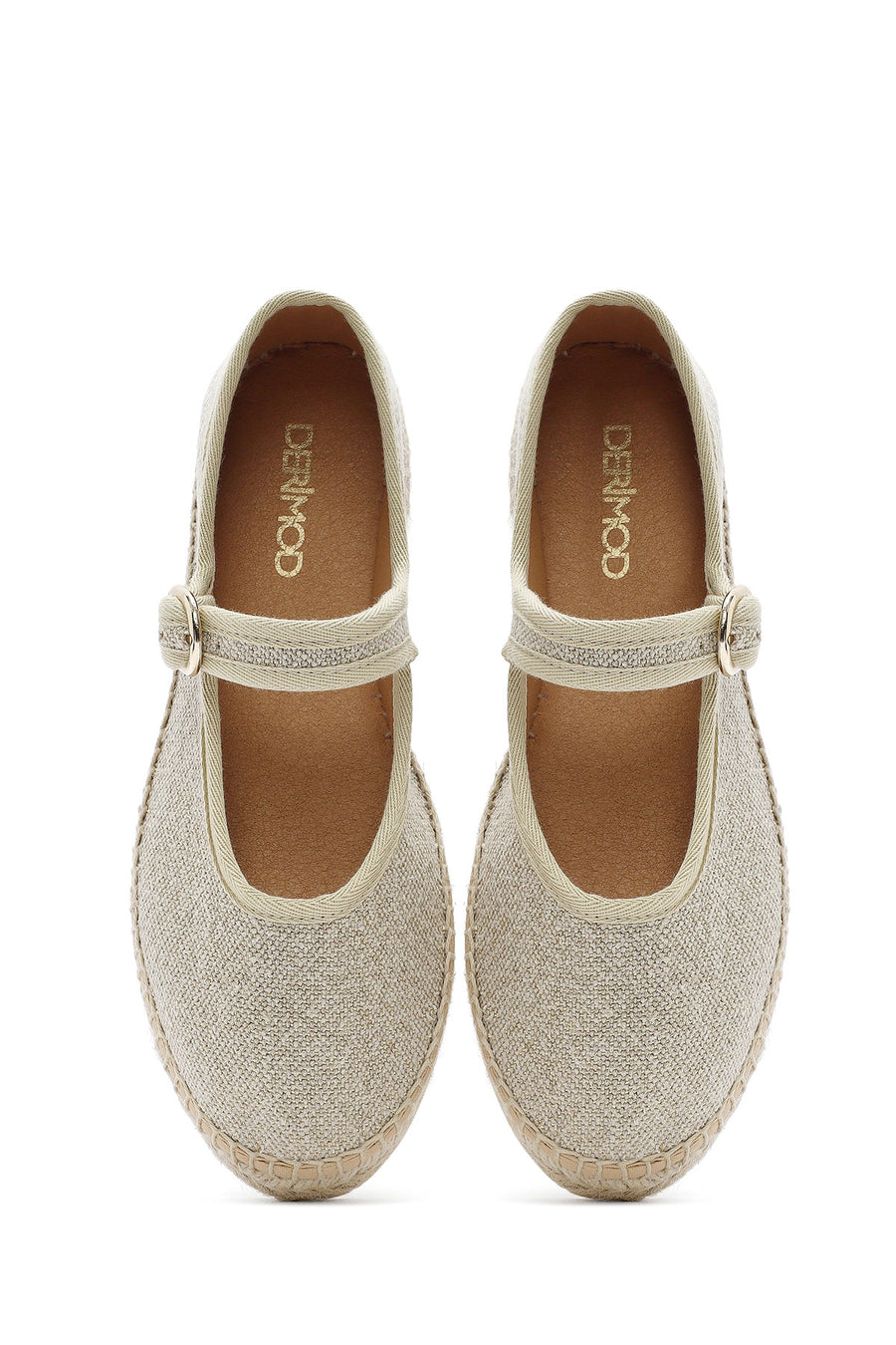 Women's Cream Buckled Fabric Espadrilles