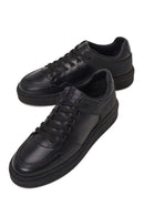 Male Black Lace-Up Thick-Soled Leather Sneaker | Derimod