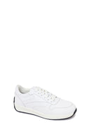Woman White Lace-Up Leather Sneaker | Derimod