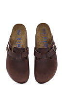 Birkenstock Men's Brown Boston Nubuck Leather Slippers | Derimod