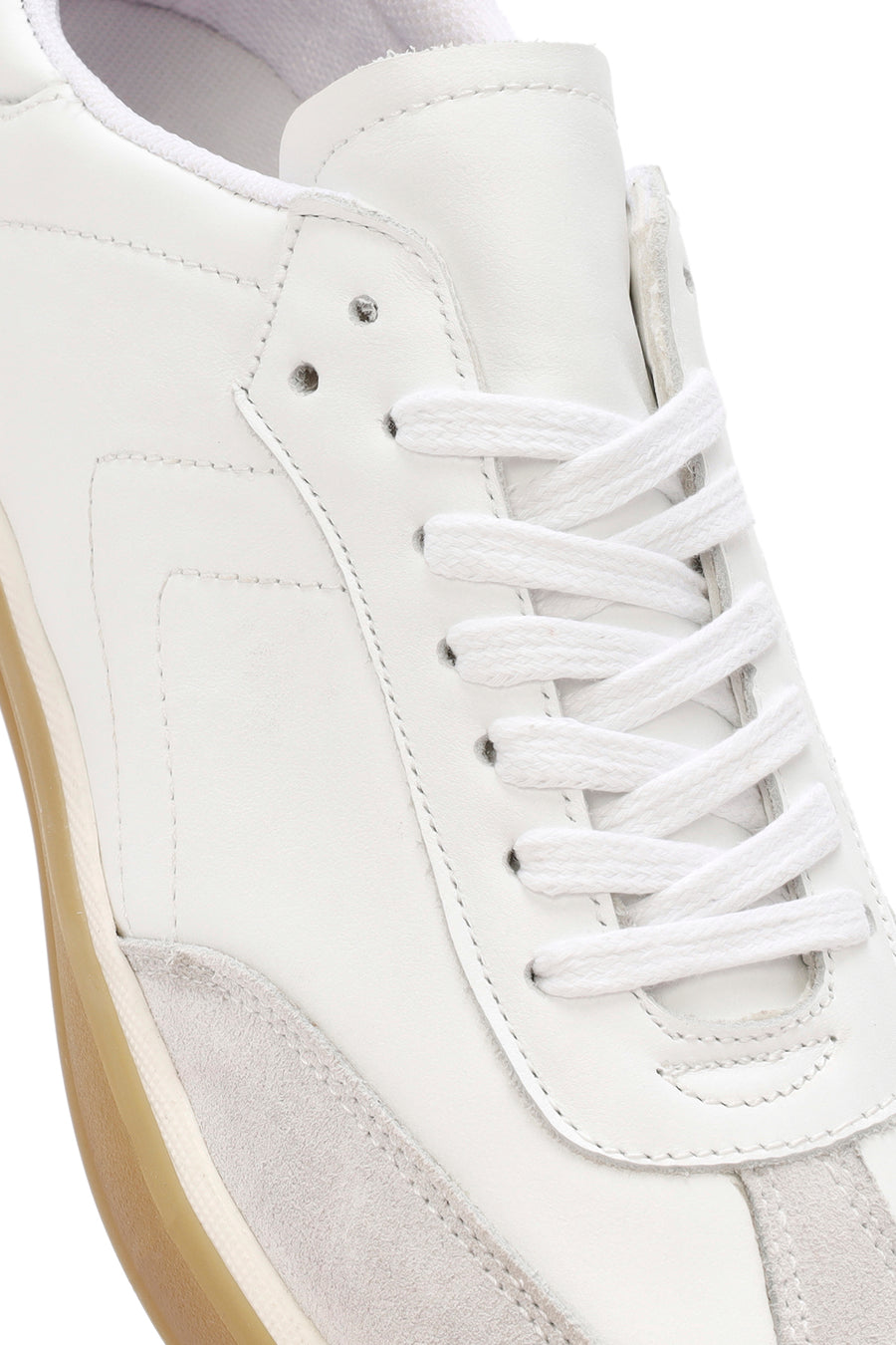 Men's White Lace-up Leather Sneaker