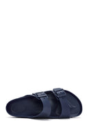 Birkenstock Men's Navy Blue Arizona Eva Double Buckle Slippers | Derimod