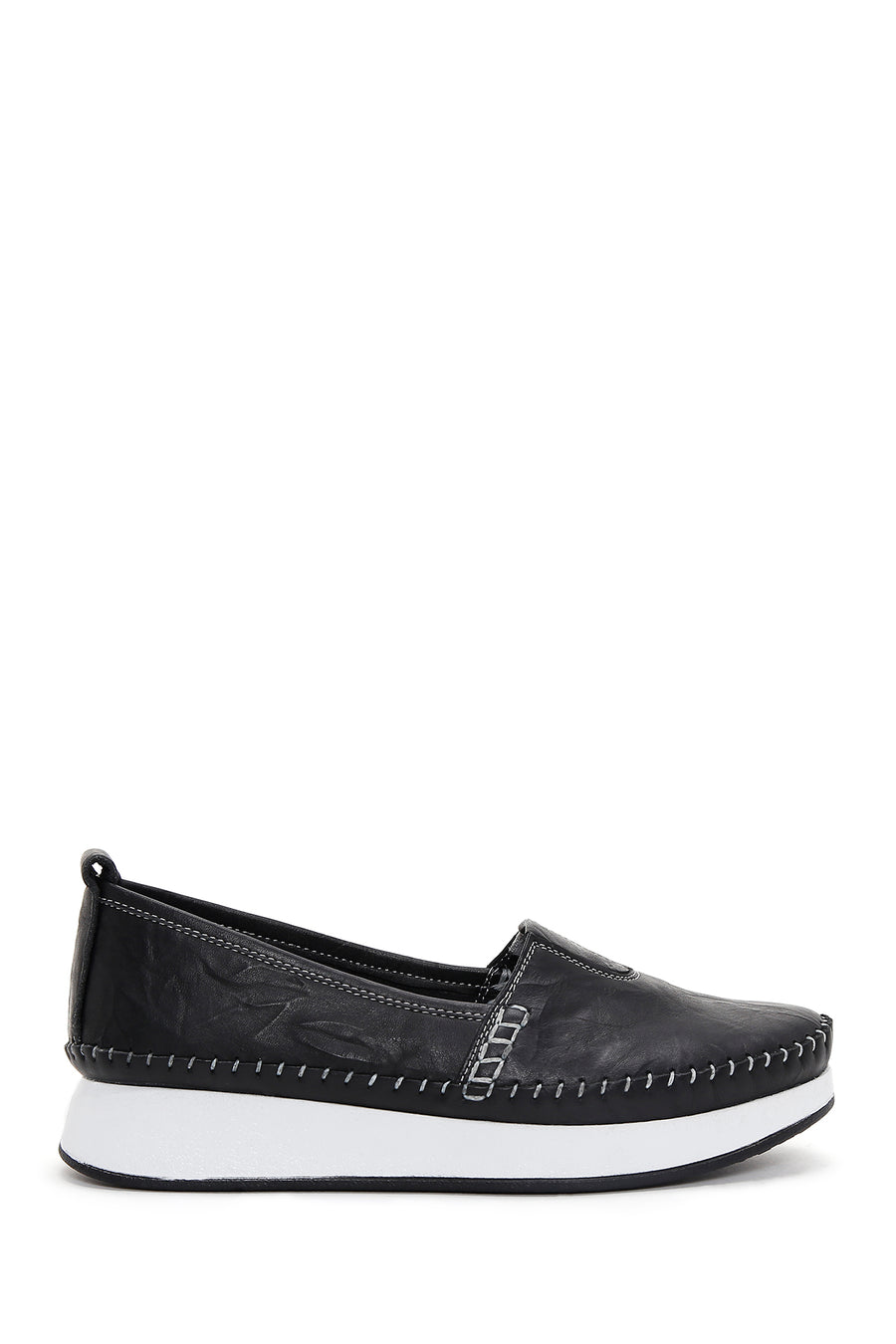 Kadın Siyah Kalın Tabanlı Deri Comfort Loafer 26PFD330018 | Derimod