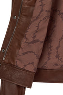 Margot Woman Whiskey Short Collar Fur Leather Jacket | Derimod