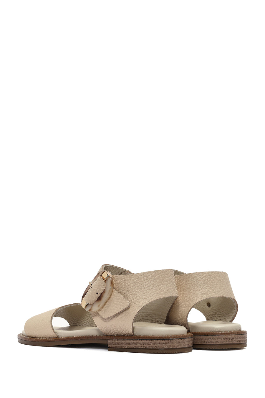 Women's Cream Buckled Leather Sandals
