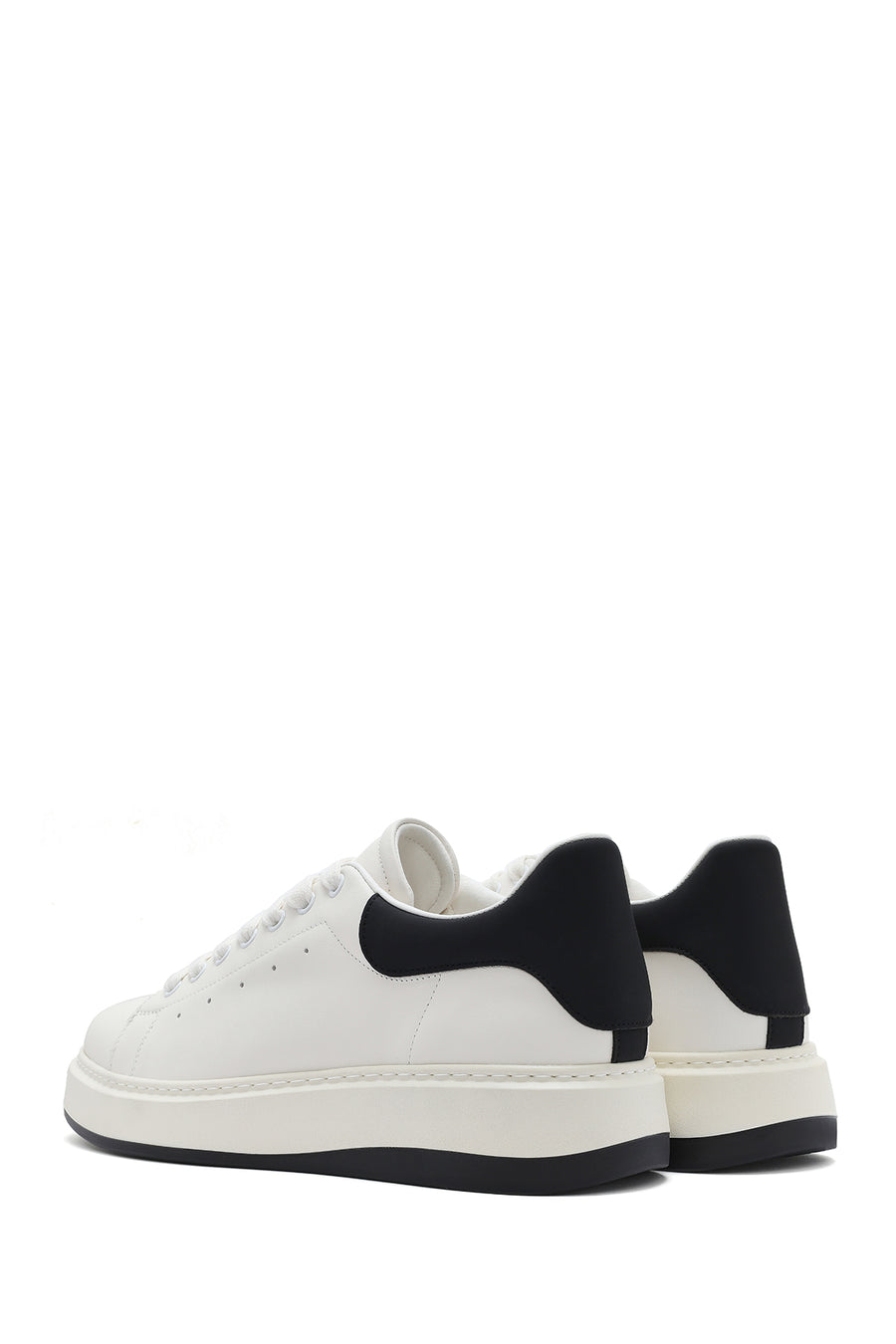 Erkek Beyaz Bağcıklı Deri Sneaker