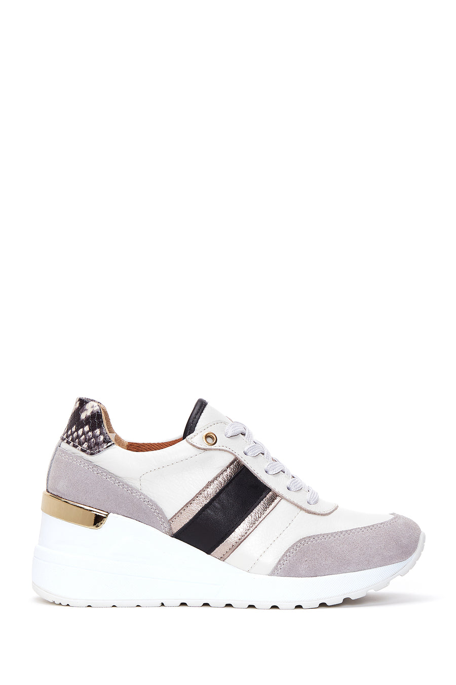 Kadın Bej Deri Dolgu Topuklu Sneaker 22WFD371414 | Derimod