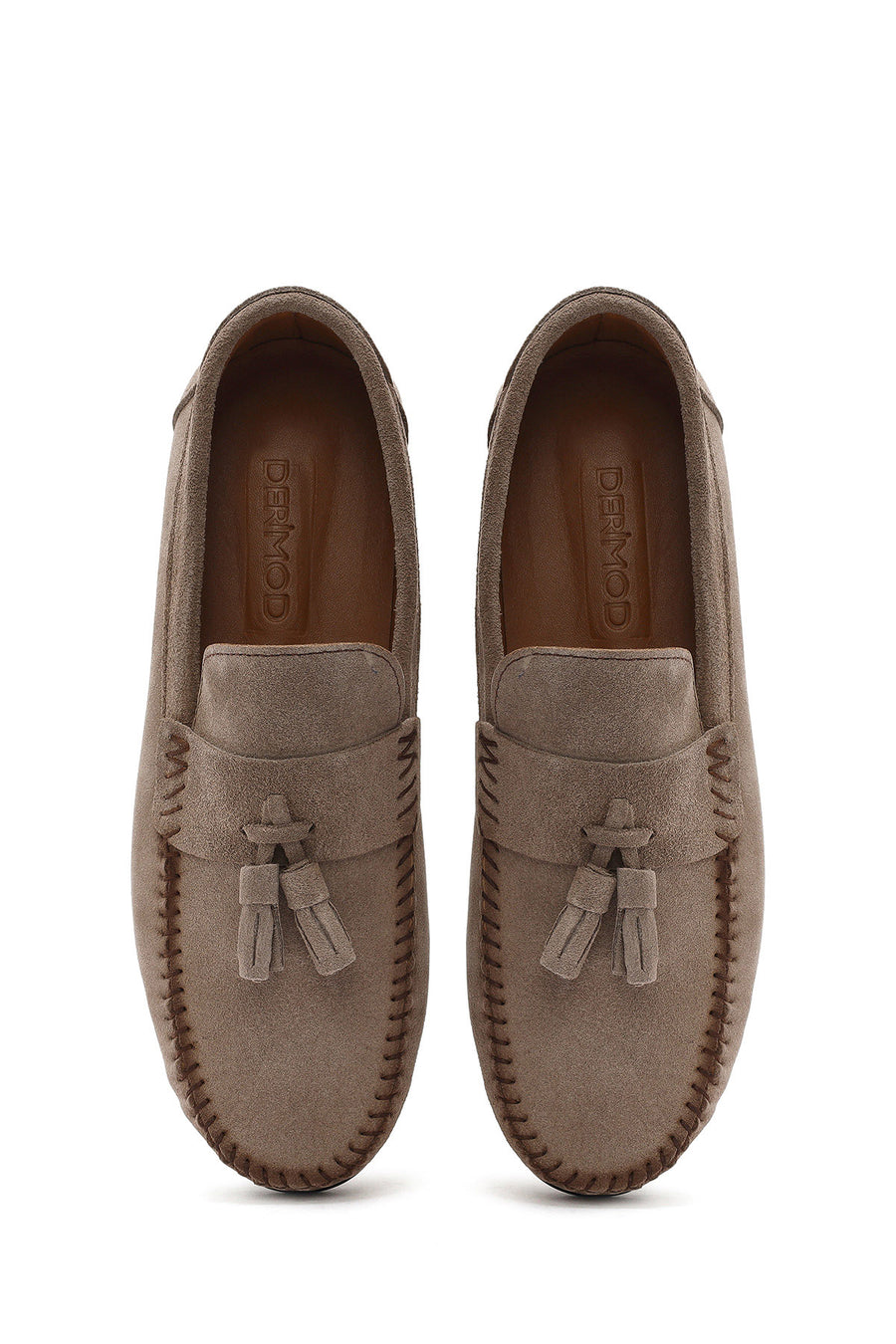 Erkek Bej Püsküllü Süet Deri Casual Loafer