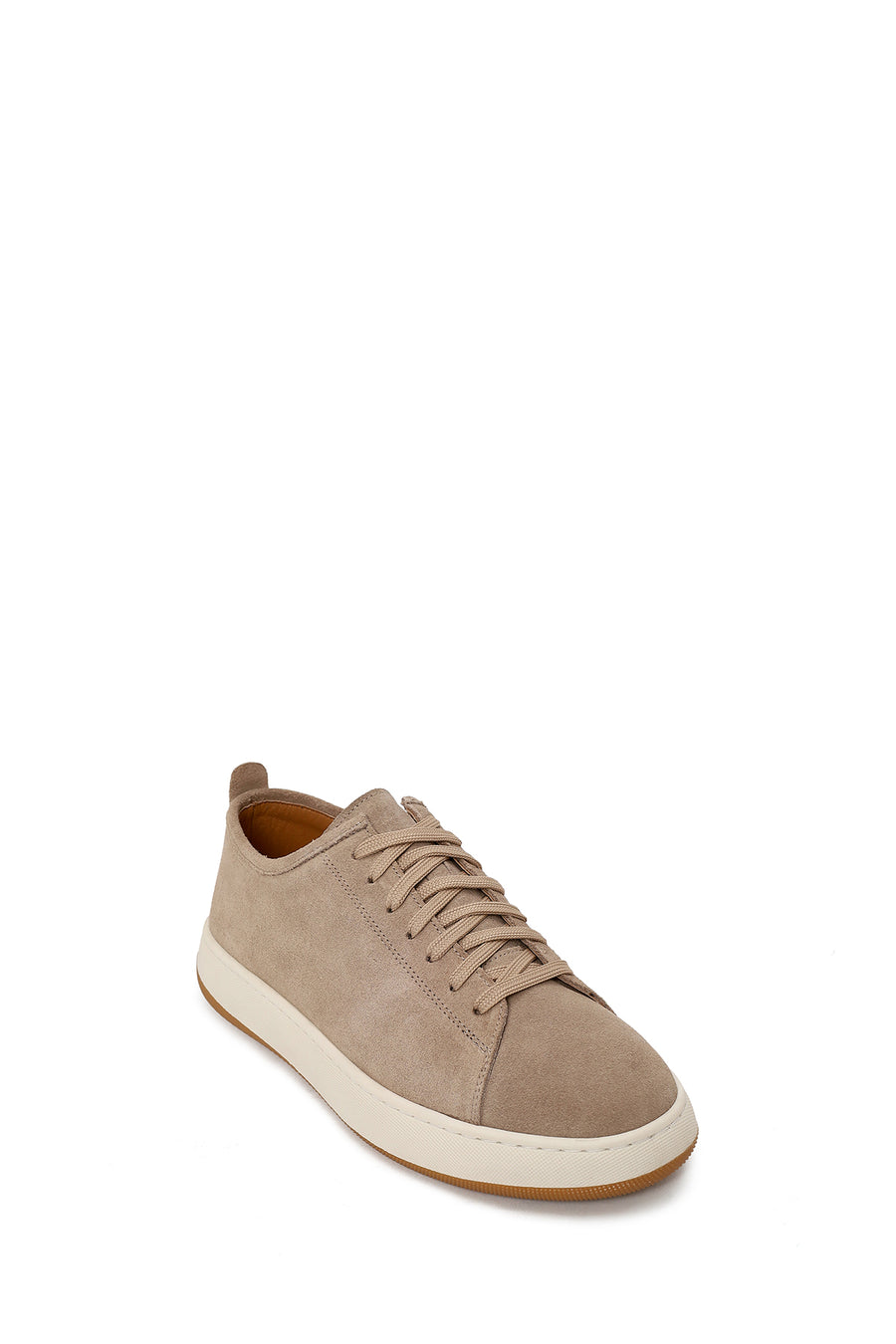 Male Beige Lace-Up Thick-Soled Suede Leather Sneaker