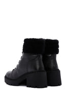 Women's Black Short Heeled Leather Boots | Derimod