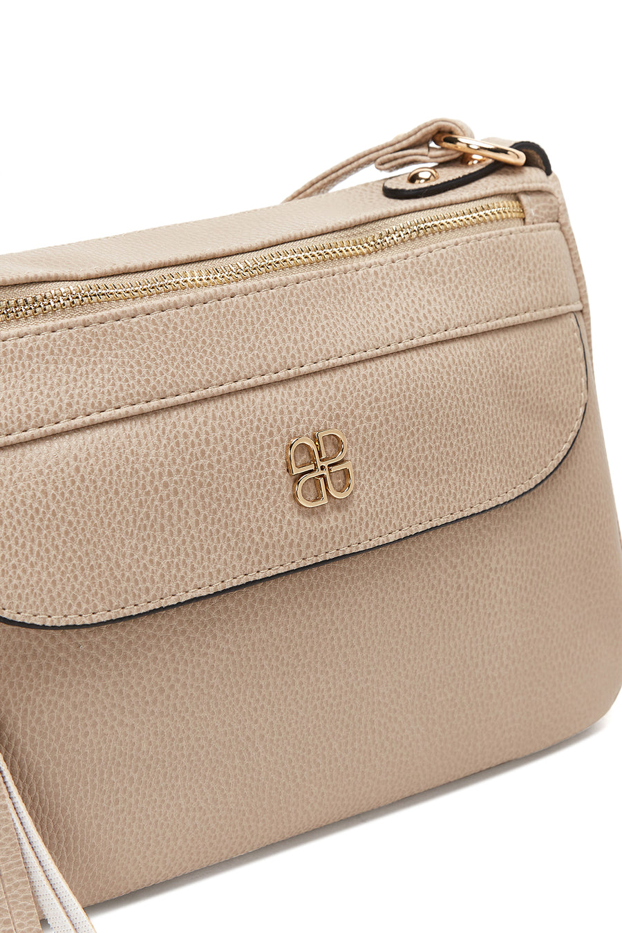 Woman Beige Long Strap Crossbody Bag