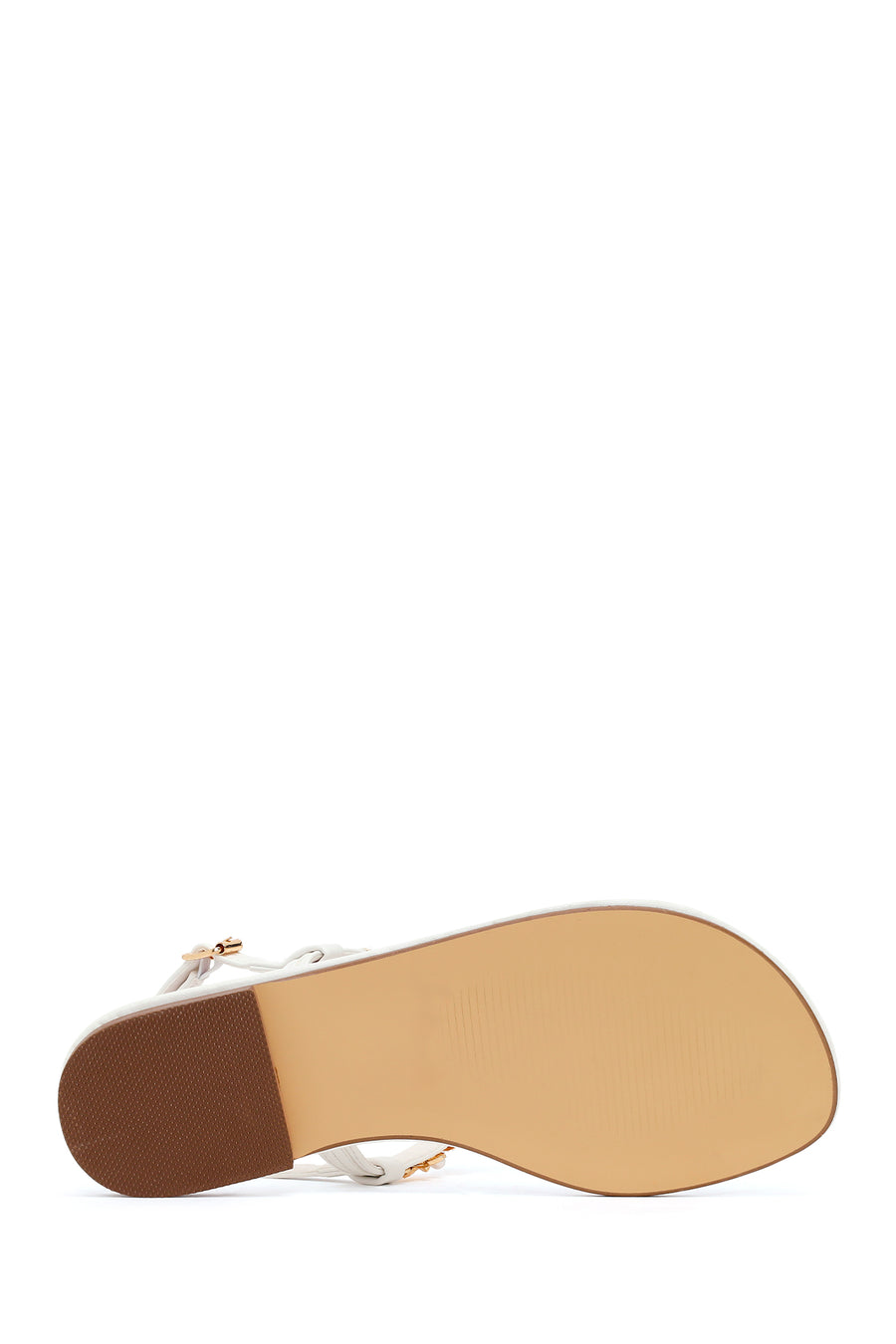 Woman White Ankle-Buckle Toe-Post Rhinestone Sandal