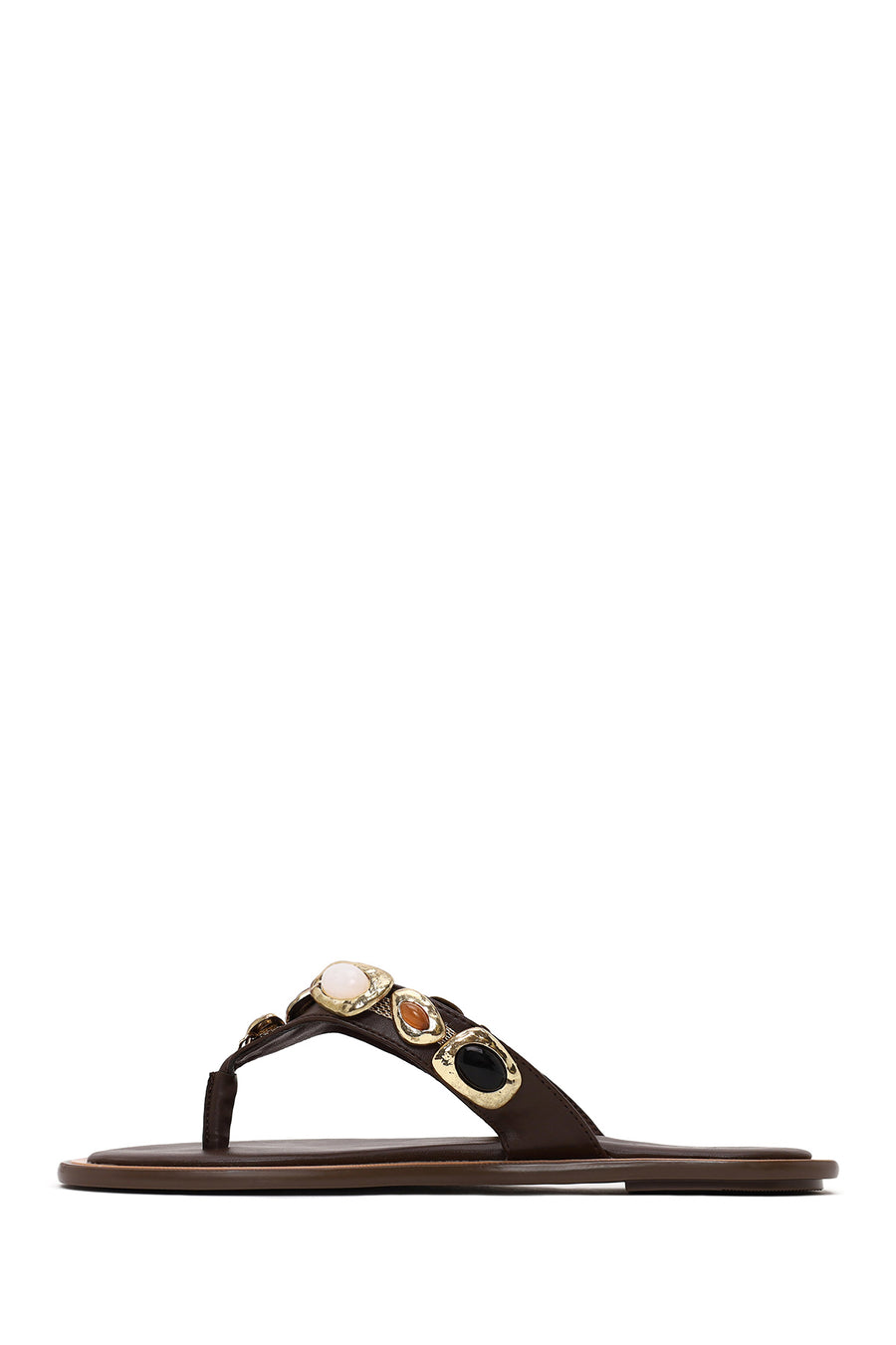 Woman Brown Stone-Embellished Flip-Flop Slipper