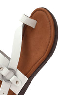 Women's White Flip-Flop Leather Bodrum Sandals | Derimod