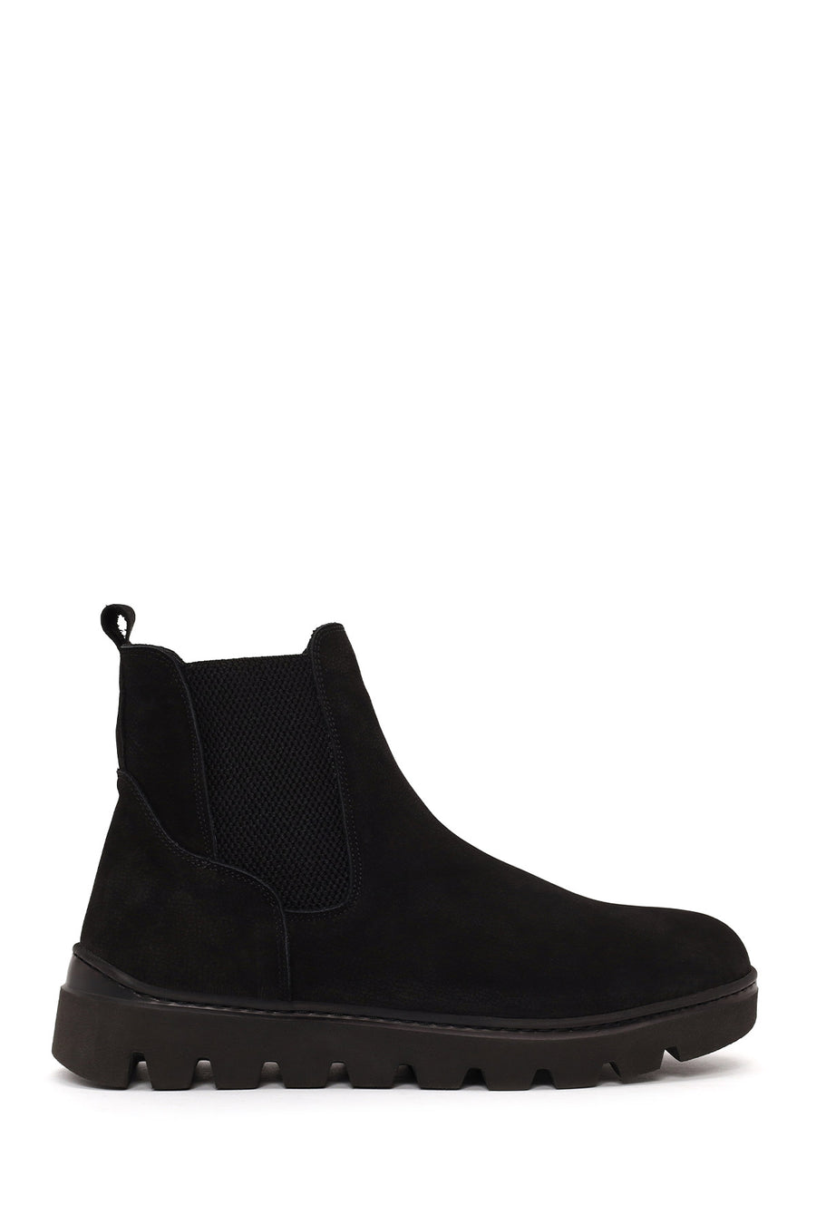 Male Black Thick-Soled Nubuck Leather Chelsea Boots WM780019DN | Derimod