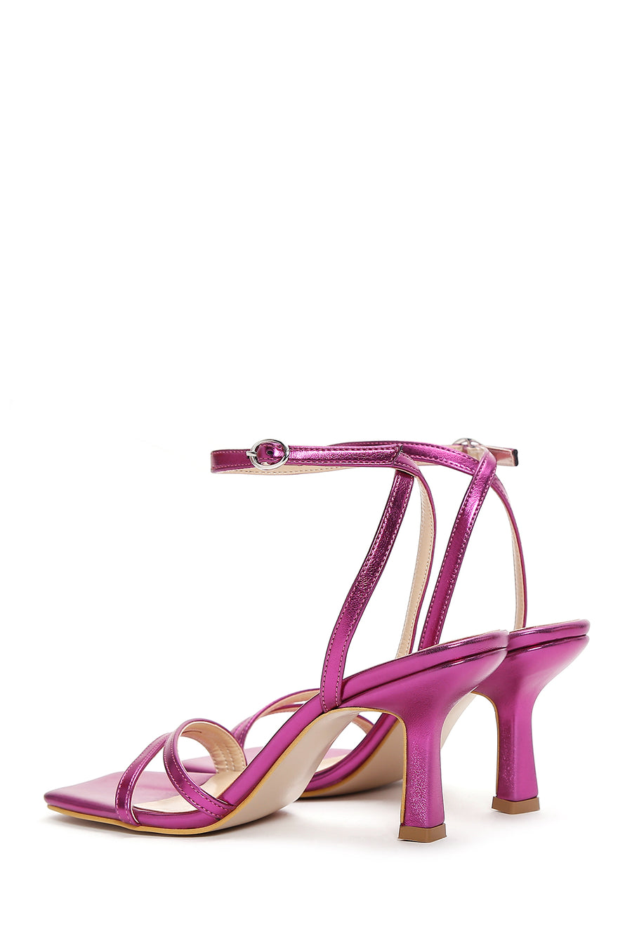 Women's Fuchsia Ankle Strap Heeled Sandals