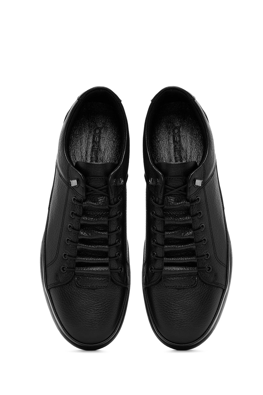 Men's Black Lace-up Leather Sneaker