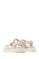 Women's Beige Ankle Strap Leather Comfort Sandals | Derimod