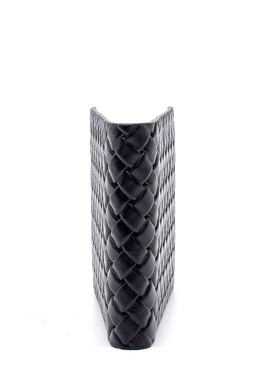 Men's Black Leather Knitted Pattern Wallet
