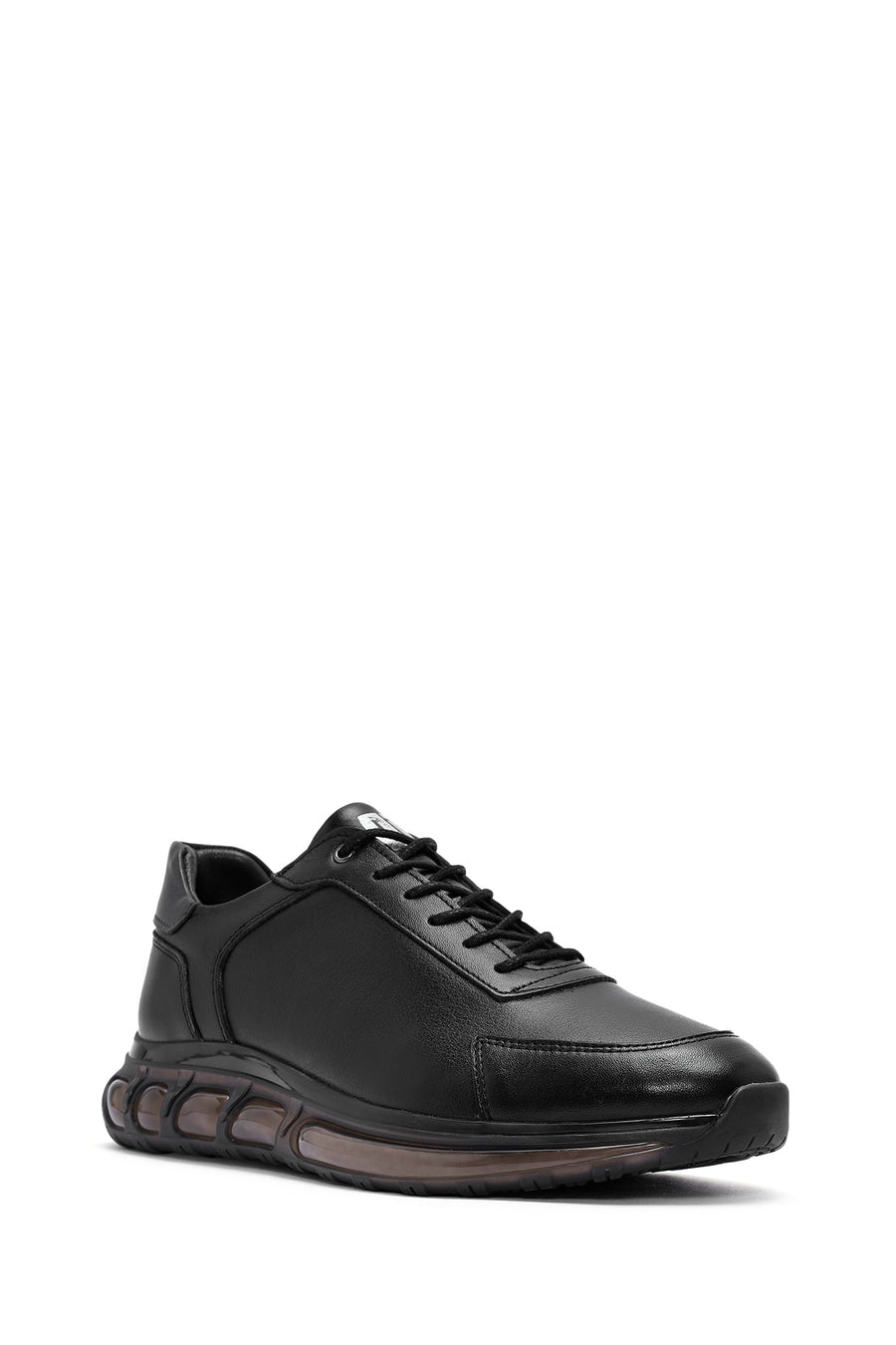 Men's Black Lace-up Leather Sneaker
