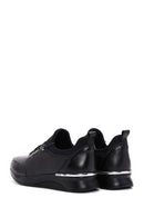 Women's Black Thick Sole Leather Casual Sneaker | Derimod