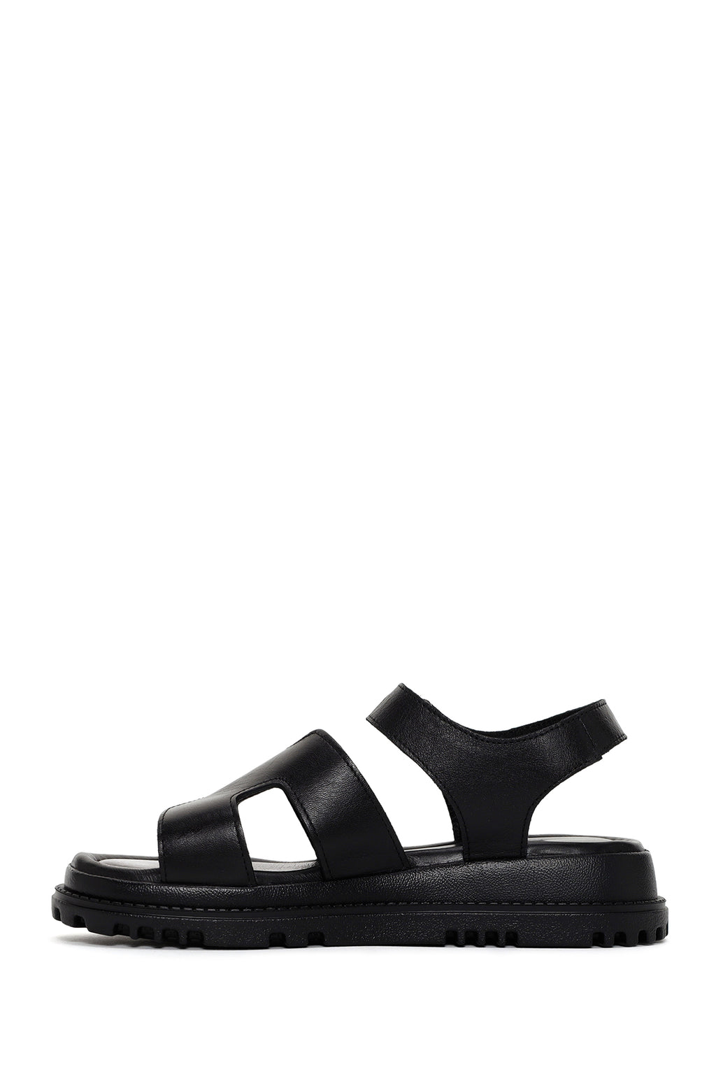 Kadın Siyah Deri Comfort Sandalet