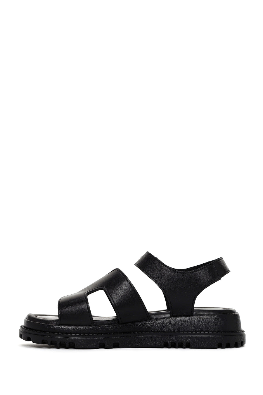 Women's Black Leather Comfort Sandals