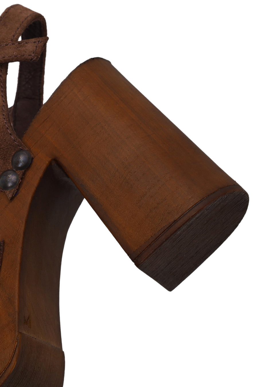 Woman Tan Ankle-Buckle Chunky-Heel Suede Sandal
