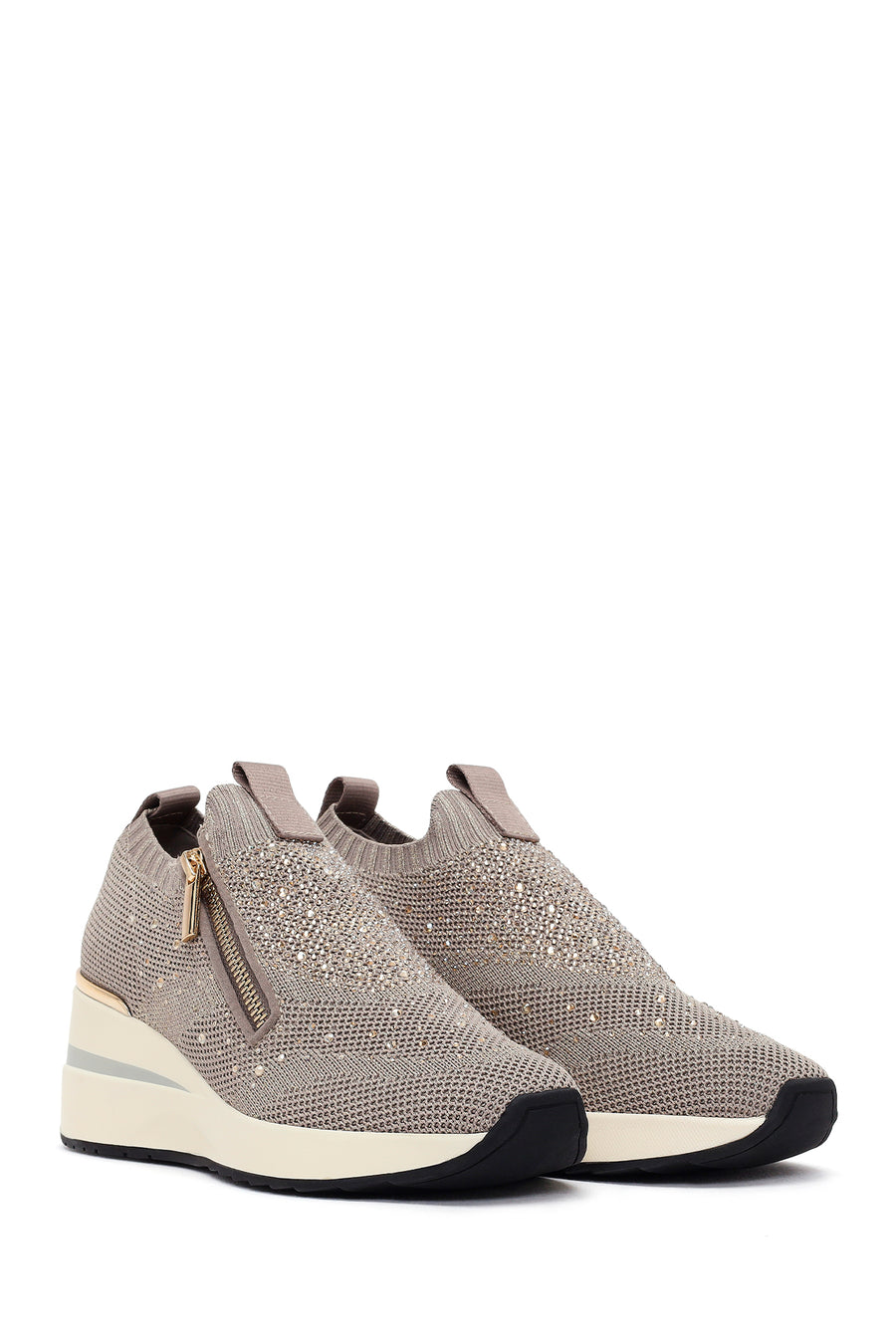 Derimod Zero Women's Mink Zippered Platform Fabric Sneaker