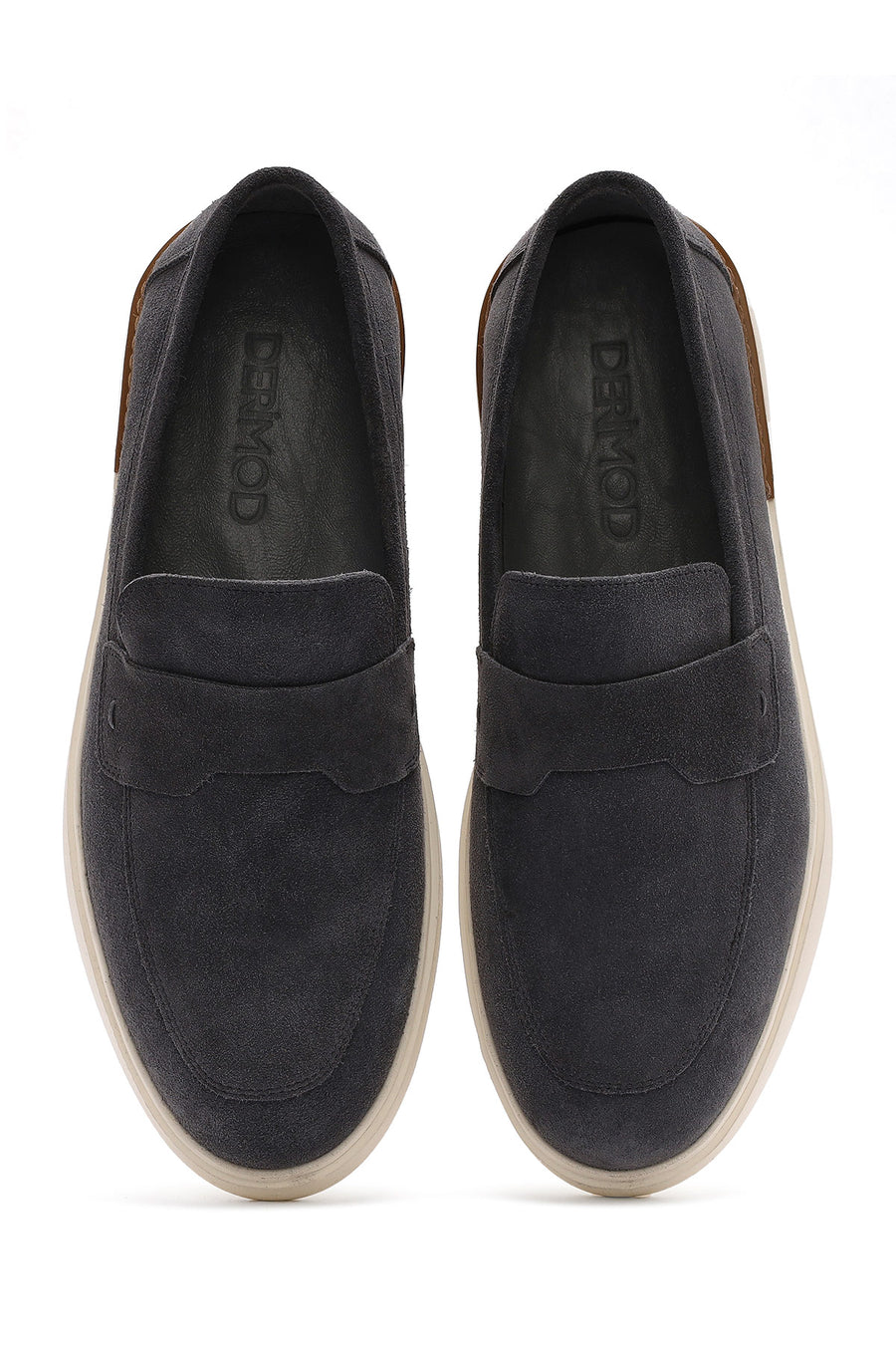 Erkek Gri Süet Deri Casual Loafer