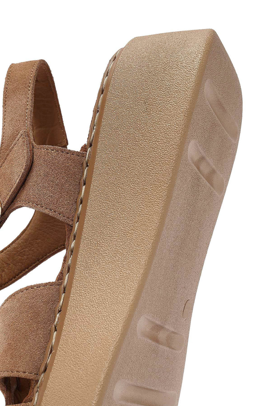 Women's Dark Powder Pink Ankle Buckle Chunky Sole Suede Leather Comfort Sandals