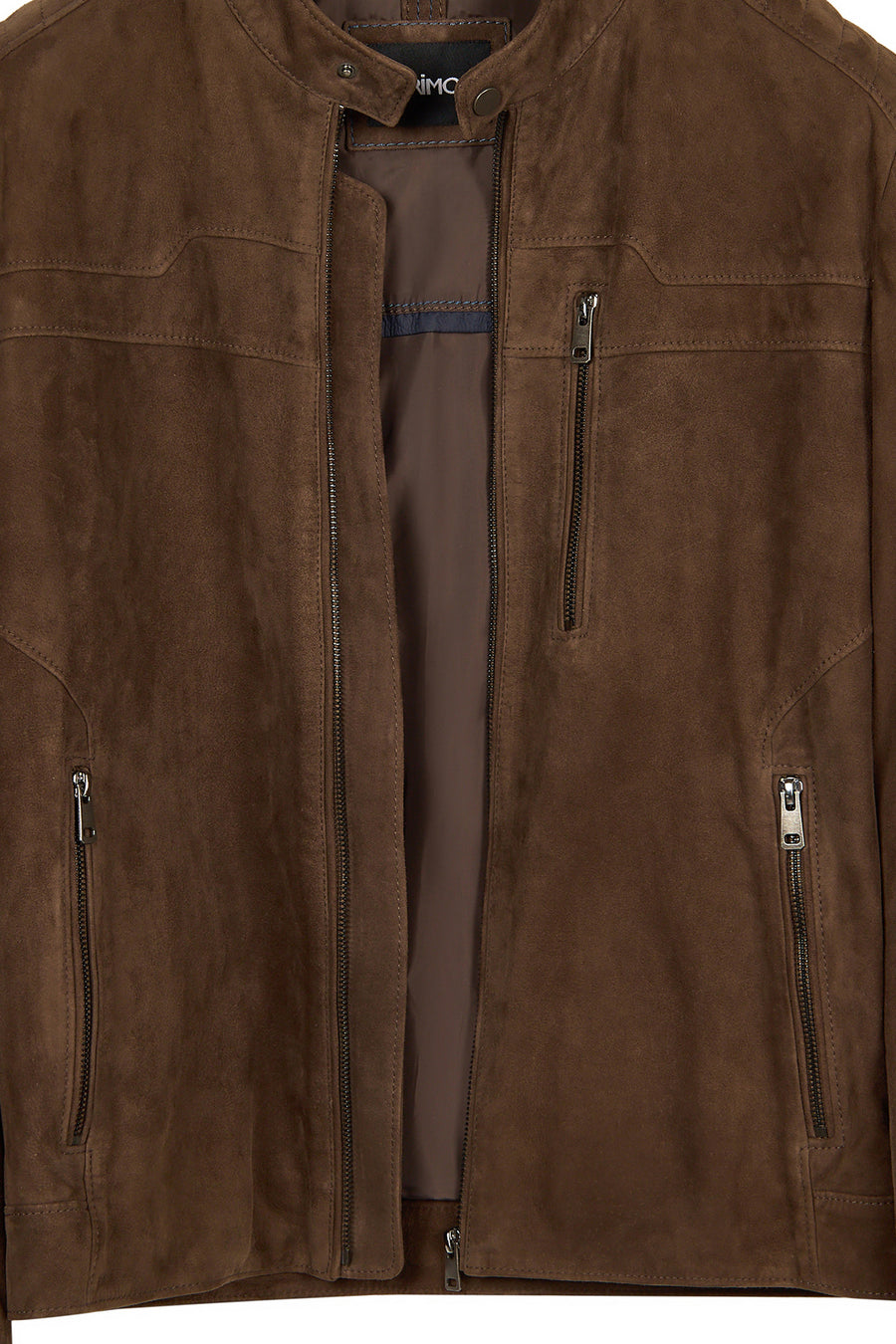 Ronaldo Male Tan Zip Closure Suede Jacket
