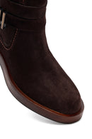 Woman Brown Zippered Suede Leather Boat | Derimod