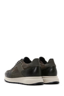 Men's Khaki Leather Suede Detailed Thick Soled Sneaker | Derimod