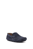 Men's Navy Blue Suede Leather Loafer | Derimod