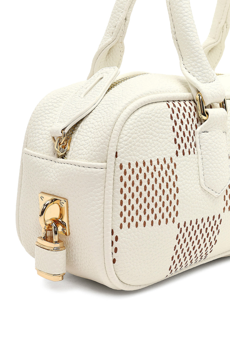 Women's White Long Strap Patterned Shoulder Bag