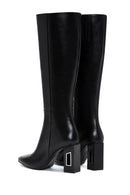 Women's Black Leather Heeled Boots | Derimod