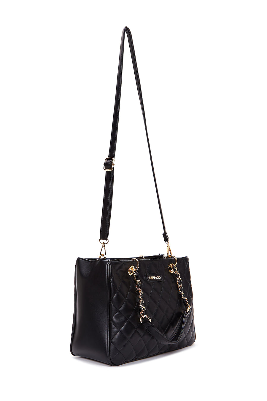 Women's Black Long Strap Quilted Shoulder Bag