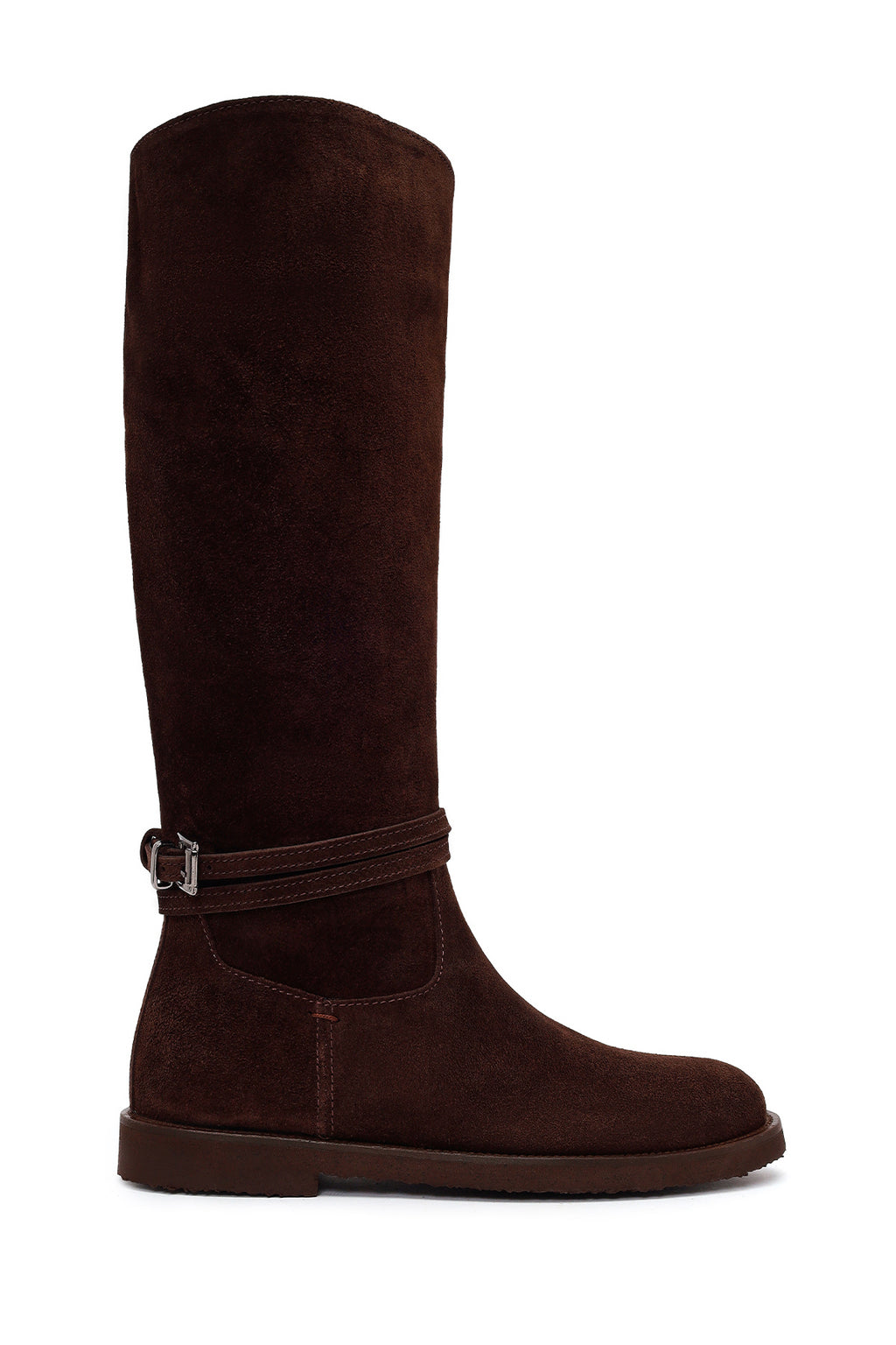 Kadın Kahverengi Toka Detaylı Süet Deri Çizme
