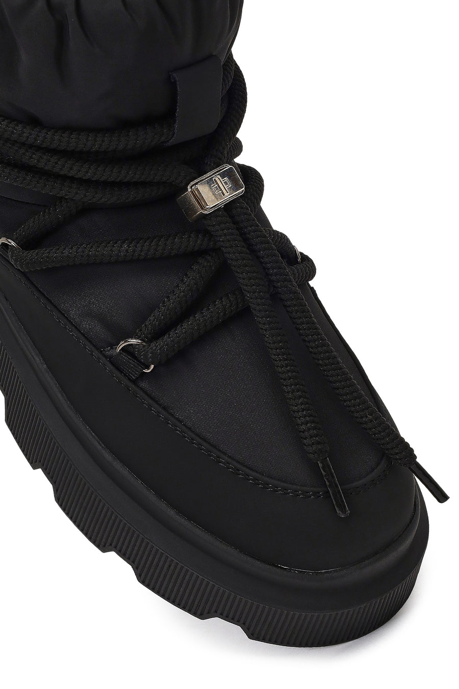 Woman Black Lace-Up Thick-Soled Boots