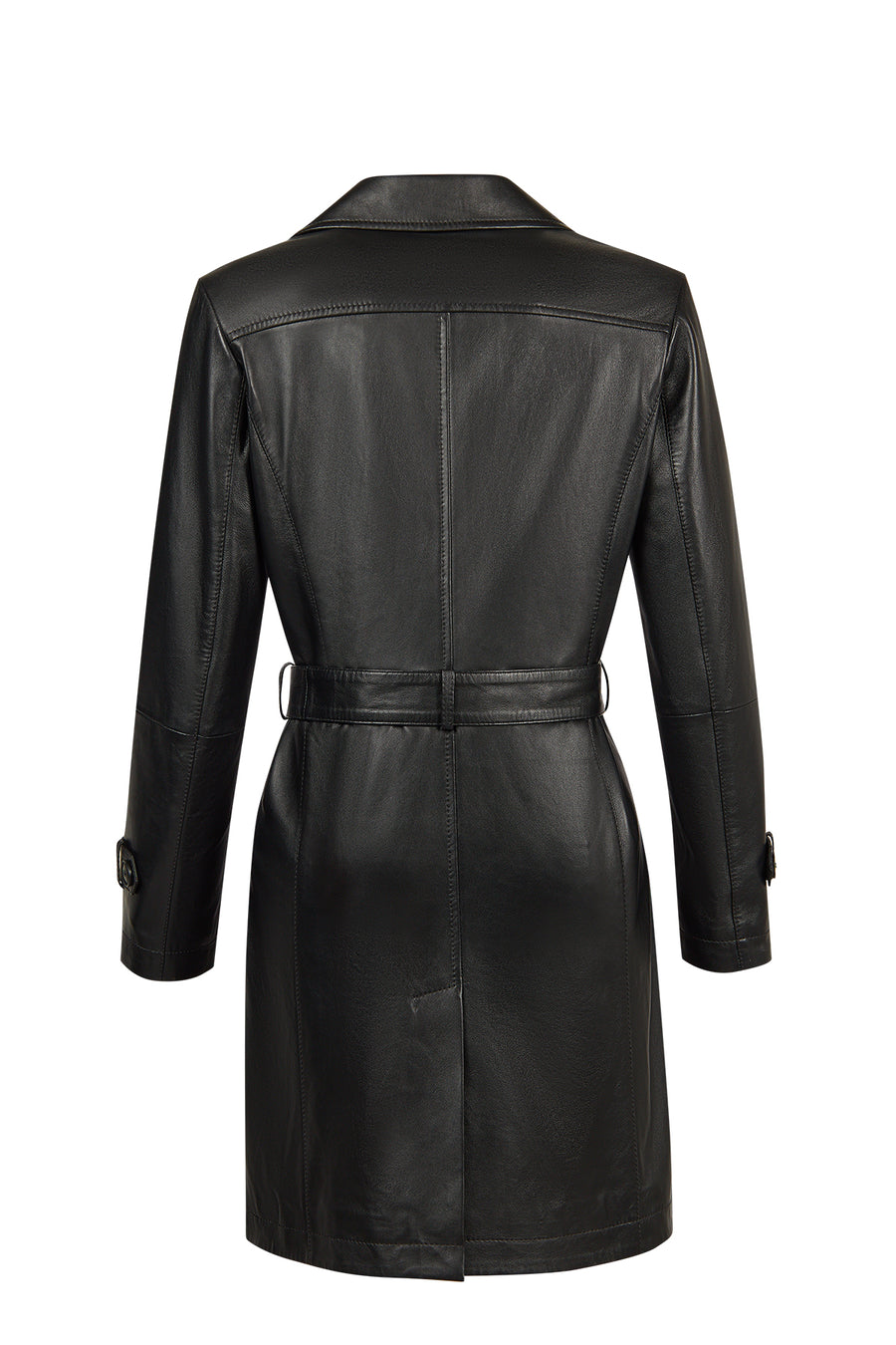Lilian Woman Black Long Leather Coat