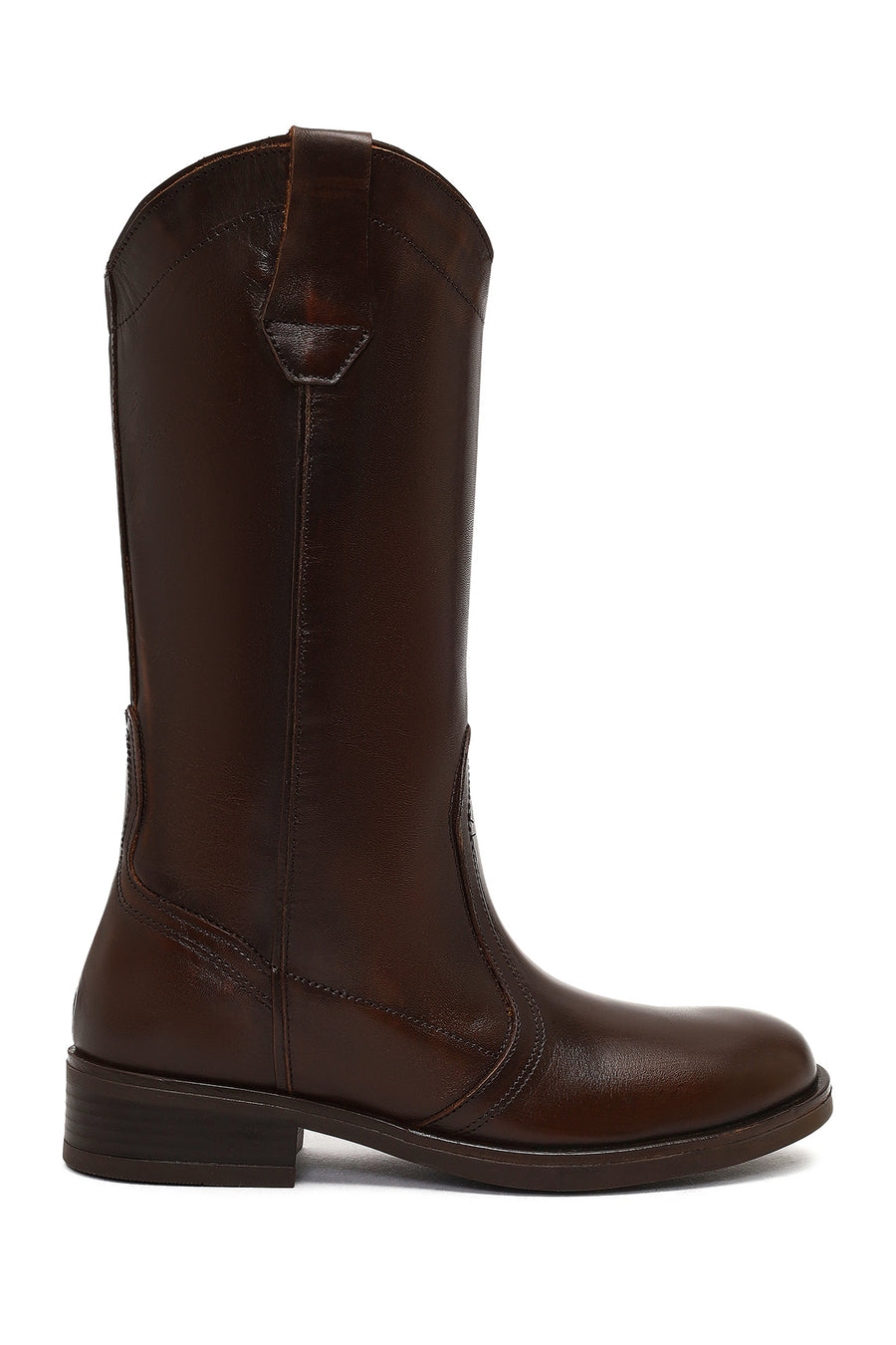 Women's Brown Leather Cowboy Boot 25WFD188718 | Derimod